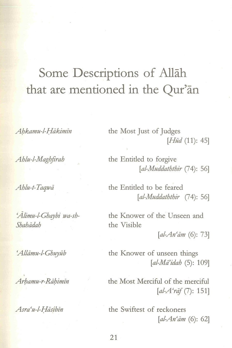 Explanation to the Beautiful and Perfect Names of Allah - Darussalam